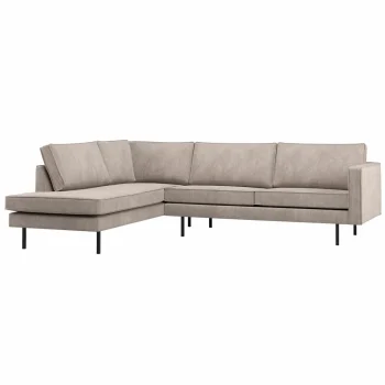 Discount WOOOD Rodeo Hoekbank Links Ribstof Donkerzand