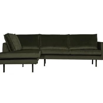 Outlet WOOOD Rodeo Hoekbank Links Velvet Donkergroen