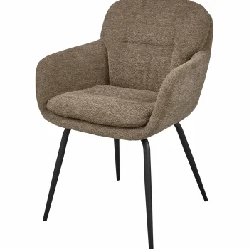 Fashion WOOOD Runa Eetkamerstoel Chenille Donker Zand Donkerzand