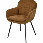 Online WOOOD Runa Eetkamerstoel Chenille Karamel Bruin/geel