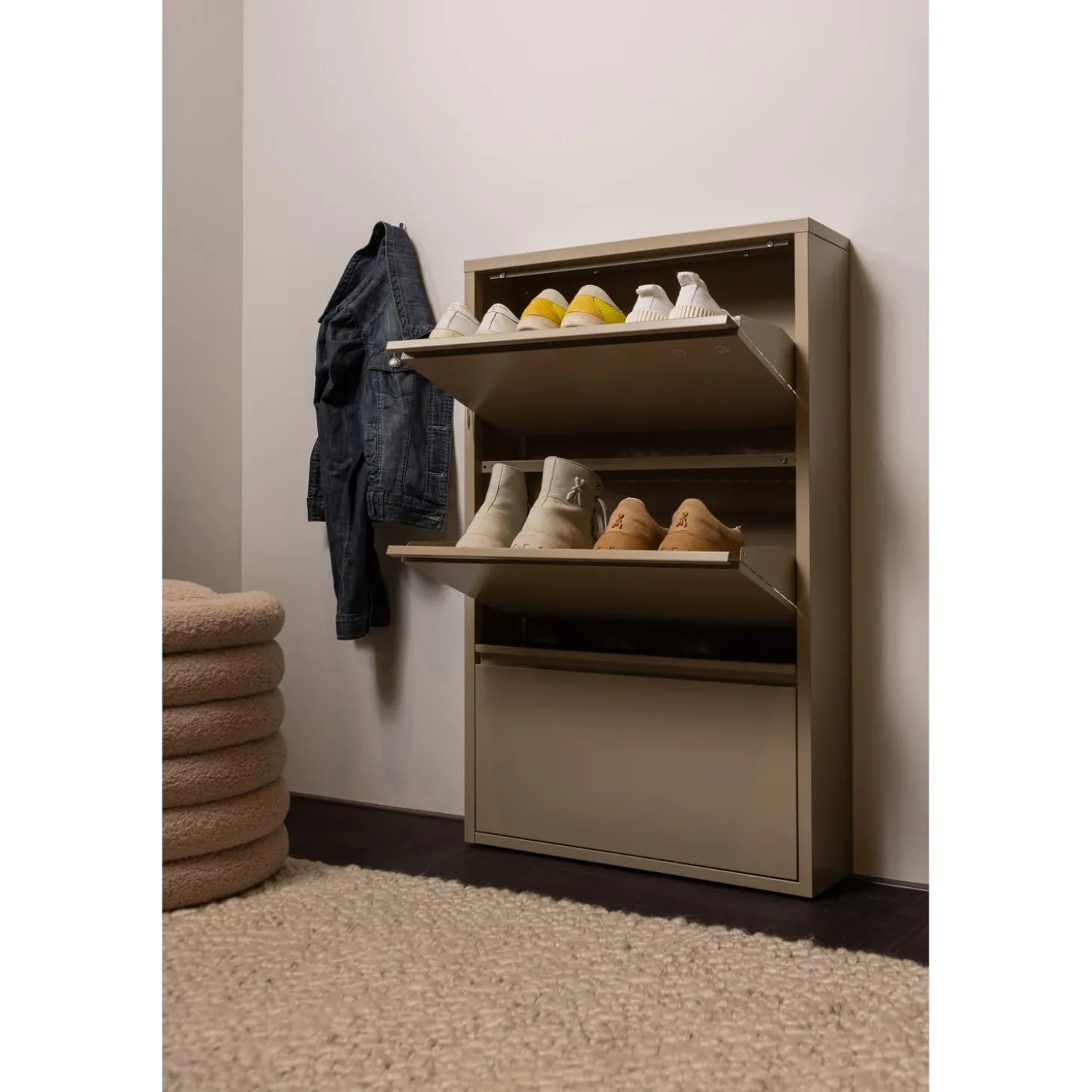 sabine-3-vaks-schoenenkast-met-CAlfRYbD-3.webp Clearance WOOOD Sabine 3-vaks Schoenenkast Metaal Zand