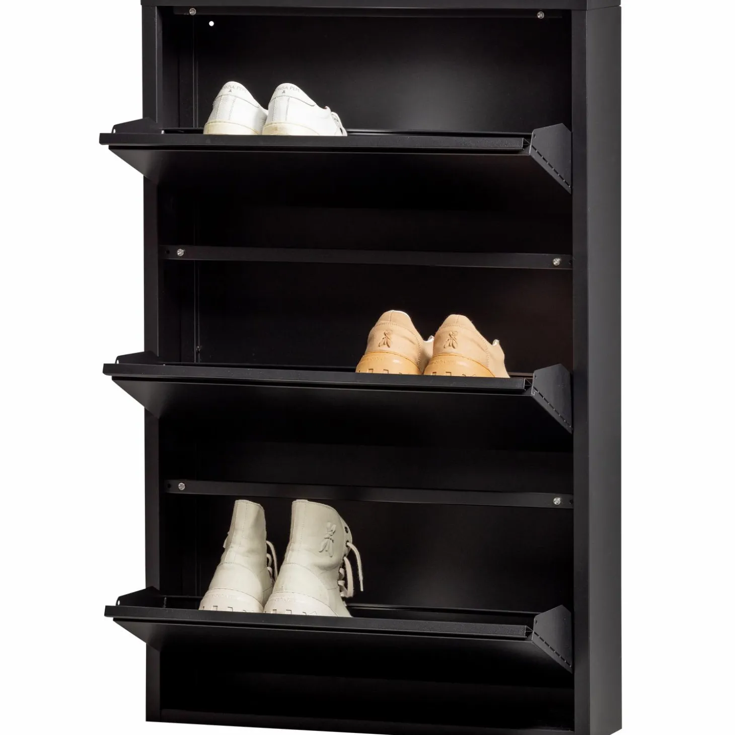 sabine-3-vaks-schoenenkast-met-eEjaUANV-6.webp Hot WOOOD Sabine 3-vaks Schoenenkast Metaal Zwart