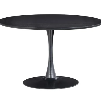 Outlet WOOOD Sammy Eettafel Trompetvoet Rond Mdf Zwart ø120 Cm