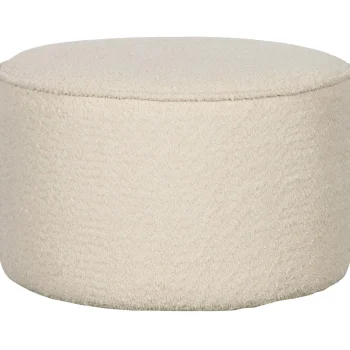 Hot WOOOD Sara Poef Laag Bouclé Crème 36xø60