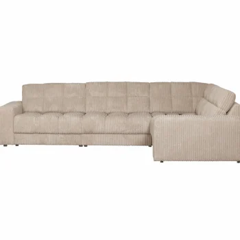 Outlet WOOOD Second Date Hoekbank Rechts Ribstof Travertin