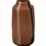 New WOOOD Selena Vaas Glas Met Streep Bruin