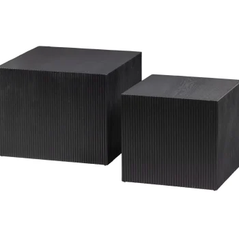 Online WOOOD Set V 2 - Sanne Bijzettafels Vierkant Zwart
