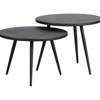 New WOOOD Set V 2 - Suze Bijzettafels Hout/metaal Zwart