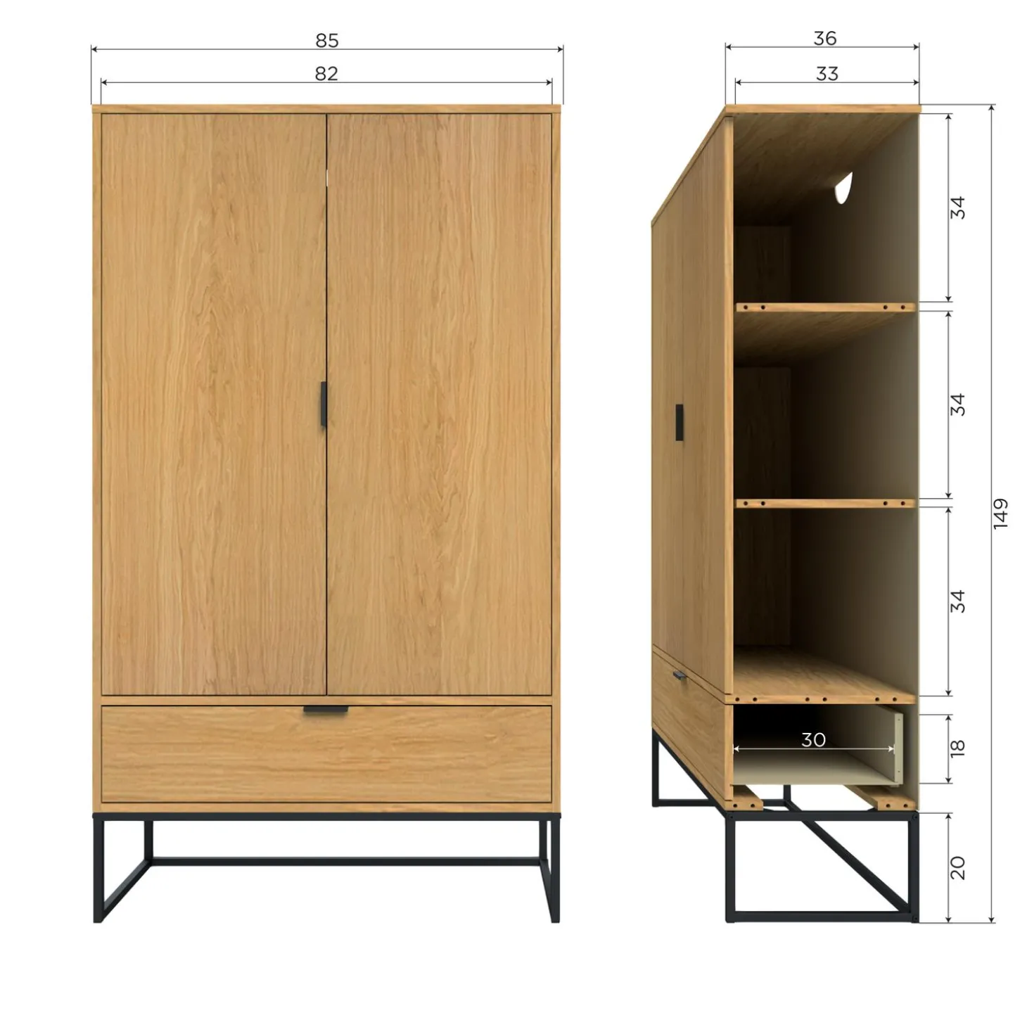 silas-2-deurs-kast-eiken-decor-BemapquL-7.webp Clearance WOOOD Silas 2-deurs Kast Decor Eiken