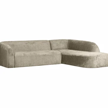 Fashion WOOOD Sloping Hoekbank Rechts Structure Velvet Wheatfield