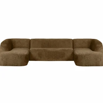 New WOOOD Sloping U-vorm Bank Structure Velvet Brass