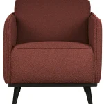 Best WOOOD Statement Fauteuil Met Arm Bouclé Kastanje Kastanjebruin