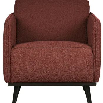 Best WOOOD Statement Fauteuil Met Arm Bouclé Kastanje Kastanjebruin