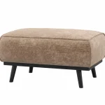 Best WOOOD Statement Hocker Chenille Velvet Taupe