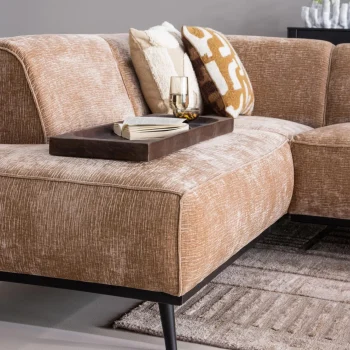 Outlet WOOOD Statement Hoekbank Links Chenille Velvet Perzik Roze Perzikroze
