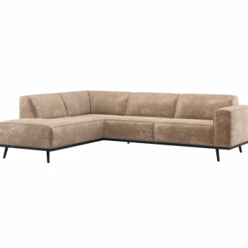 Best WOOOD Statement Hoekbank Links Chenille Velvet Taupe