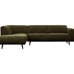 Discount WOOOD Statement Hoekbank Links Ribstof Warm Groen