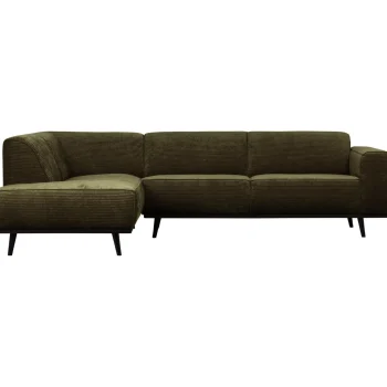 Discount WOOOD Statement Hoekbank Links Ribstof Warm Groen