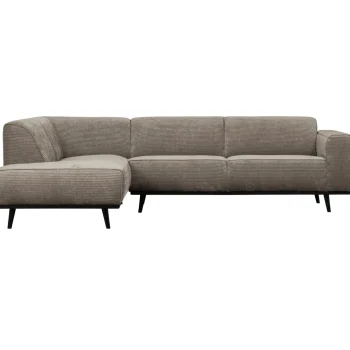 Best WOOOD Statement Hoekbank Links Ribstof Clay Kleigrijs