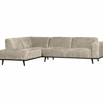 Outlet WOOOD Statement Hoekbank Links Structure Velvet Wheatfield