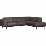 Best WOOOD Statement Hoekbank Rechts Ecoleer Donkergrijs