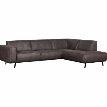 Best WOOOD Statement Hoekbank Rechts Ecoleer Donkergrijs