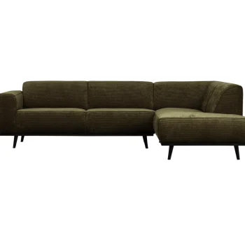 Sale WOOOD Statement Hoekbank Rechts Ribstof Warm Groen