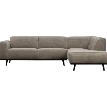 Discount WOOOD Statement Hoekbank Rechts Ribstof Clay Kleigrijs