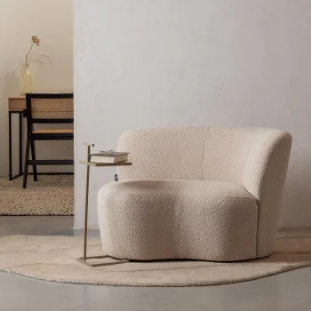 Outlet WOOOD Stone Bankje Rechts Bouclé Crème