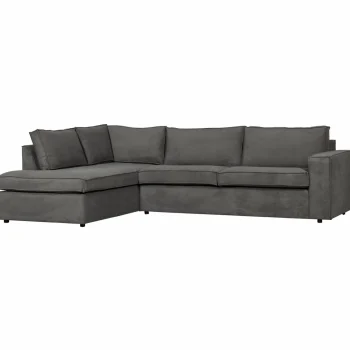 Clearance WOOOD Thomas Hoekbank Ribstof Links Donkergrijs