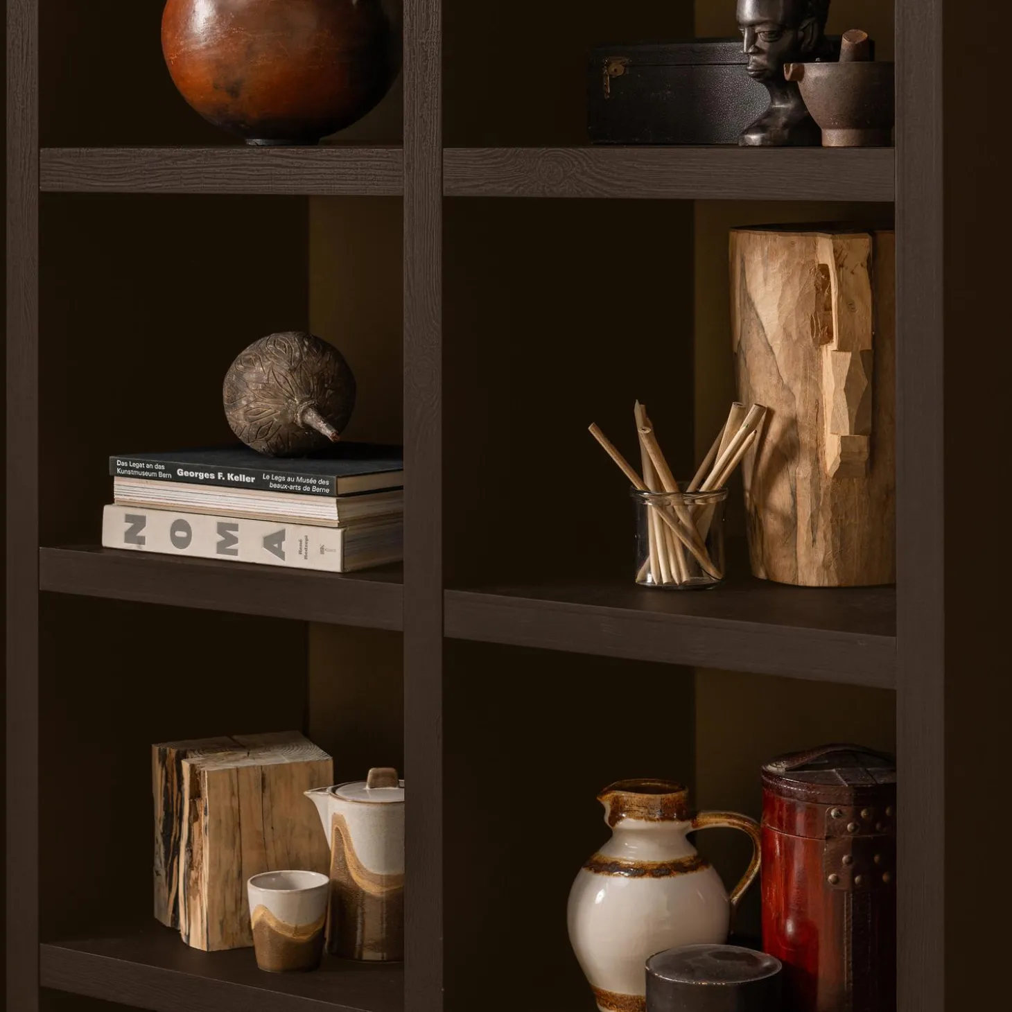 timo-open-kast-mdf-donkerbruin-GJlHAcpB-2.webp Outlet WOOOD Timo Open Kast Mdf Donkerbruin 195x100x40 Cm