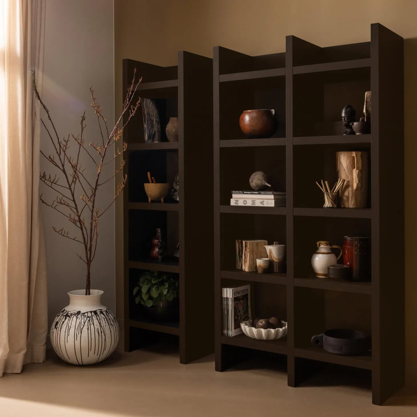 timo-open-kast-mdf-donkerbruin-GJlHAcpB-3.webp Outlet WOOOD Timo Open Kast Mdf Donkerbruin 195x100x40 Cm