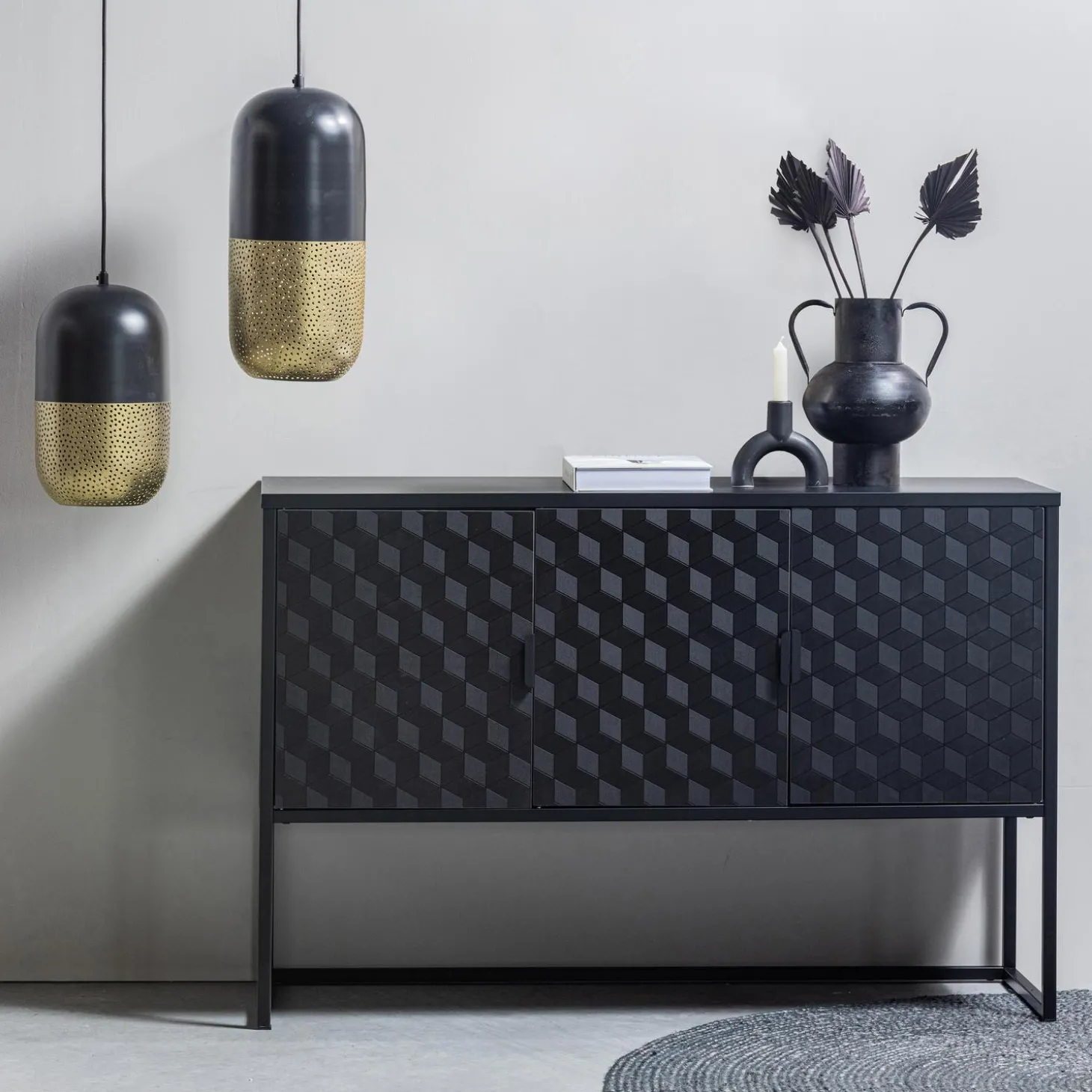 tirsa-hanglamp-46-cm-metaal-zw-MhVbekyG-1.webp Online WOOOD Tirsa Hanglamp 46 Cm Metaal Zwart/messing