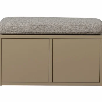Outlet WOOOD Turner Opbergbank Grenen Mud Met Zitkussen Khaki
