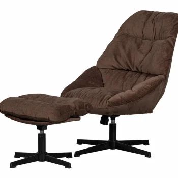 Sale WOOOD Yaro Draaibare Fauteuil Met Hocker Espresso