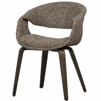 Clearance WOOOD Yossi Eetkamerstoel Met Houten Poot Donker Bruin