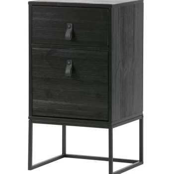 Hot WOOOD Zola Nachtkastje Met Lade En Deur Geborsteld Diepzwart