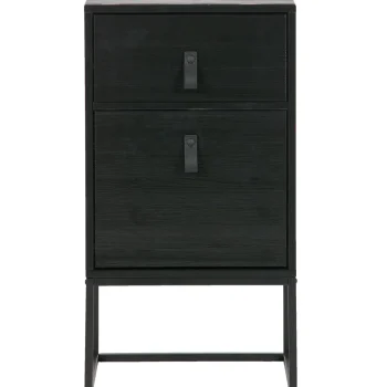Hot WOOOD Zola Nachtkastje Met Lade En Deur Geborsteld Diepzwart