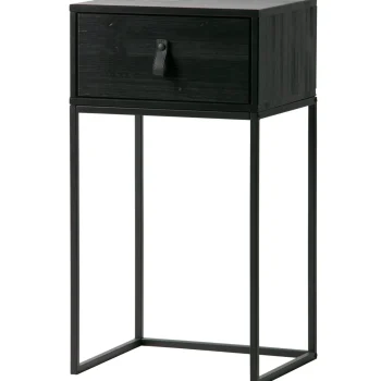 Fashion WOOOD Zola Nachtkastje Met Lade Geborsteld Diepzwart