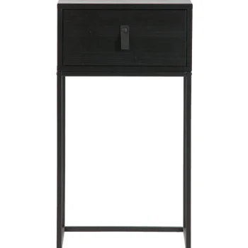 Fashion WOOOD Zola Nachtkastje Met Lade Geborsteld Diepzwart